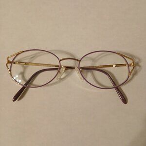 Metalflex JJ Women's Gold Light Burgundy Full Rim Eyeglasses Frames 51-20-135 mm